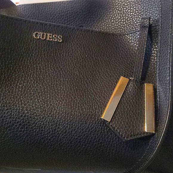 GUESS Black Leather Handbag. Satchel Style. Premium Grain Leather. Carried Twice - Picture 7 of 8